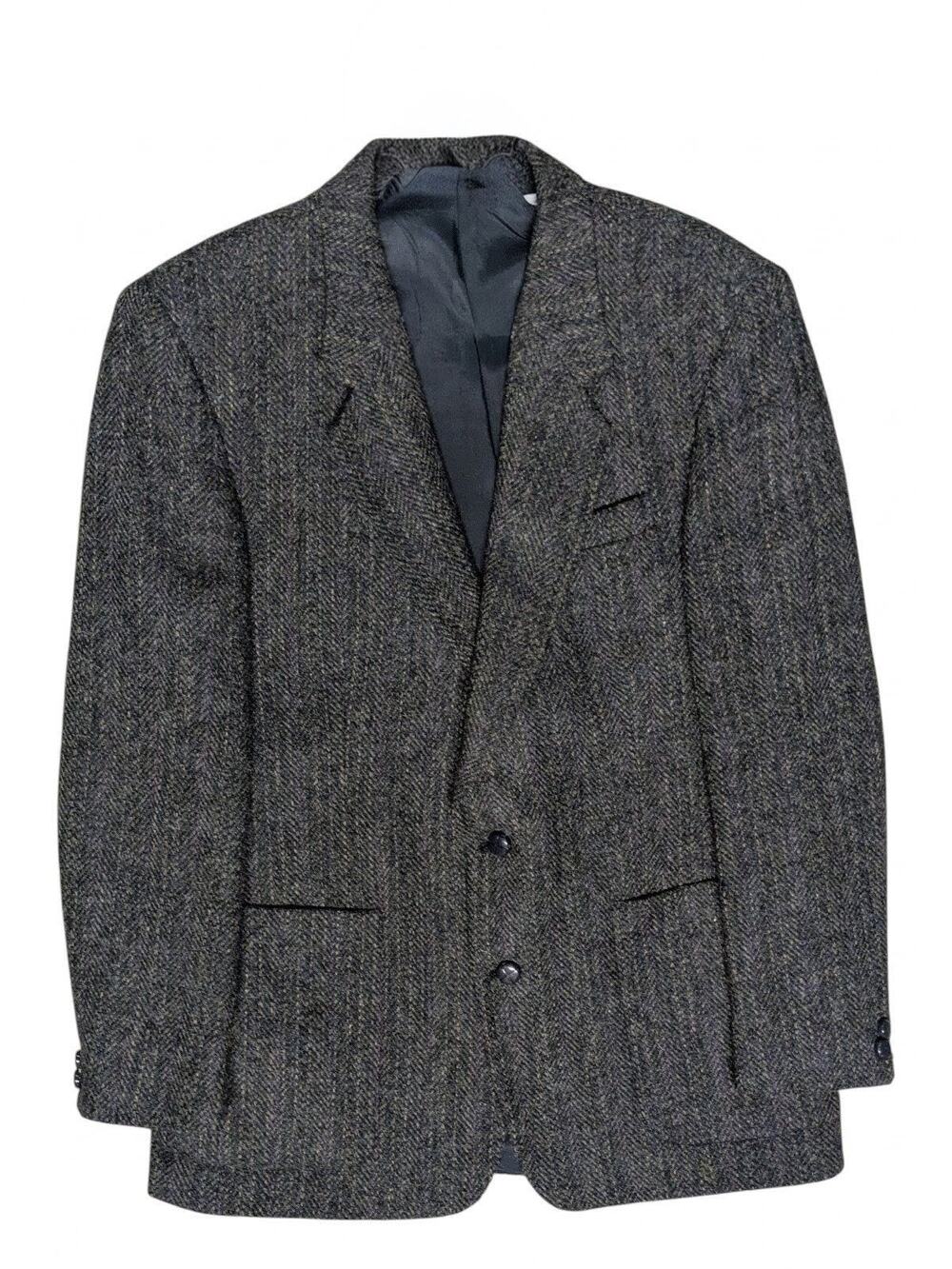Harris Tweed Wool Blazer Jacket Sport Coat Mens 40R Blue